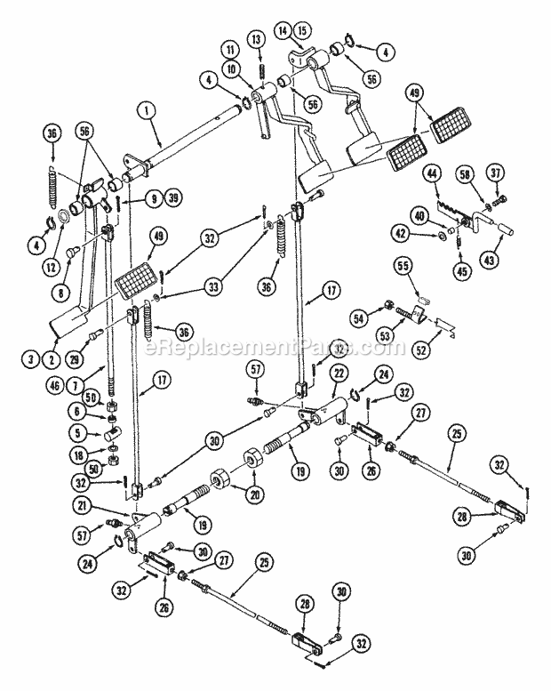 C/B Control (Gear Drive) Diagram and Parts List for 544-434D100, 545-434D100, 546-434D100 Cub Cadet Lawn Tractor